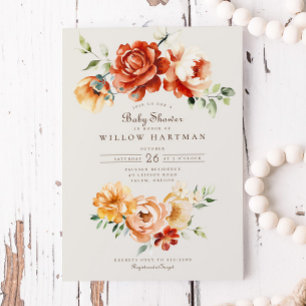 Invitation Rose d'or de Terracotta Floral Arch Baby shower d'