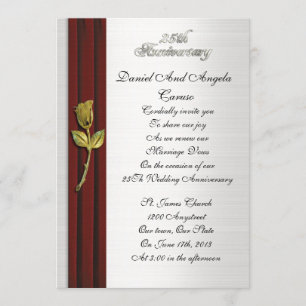 Invitation Rose d'or, renouvellement du voeu du 25e anniversa