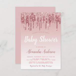 Invitation Rose Doré  Baby shower de Parties scintillant à ét