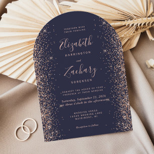 Invitation Rose doré foncé moderne Mariage d'arc Parties sci