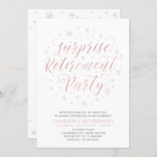 Invitation Rose Doré Parti de retraite surprise moderne