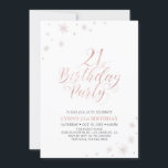 Invitation Rose Doré | Typographie moderne 21e fête d'anniver<br><div class="desc">Fêtons le 21ème anniversaire avec cette invitation élégante à la fête. Ce design présente une typographie rose en or chic sur le devant et des graphismes étincelants avec une photo sur le dos. Remplacez l'exemple de photo par le vôtre ou supprimez-le si vous ne le voulez pas. La couleur arrière...</div>