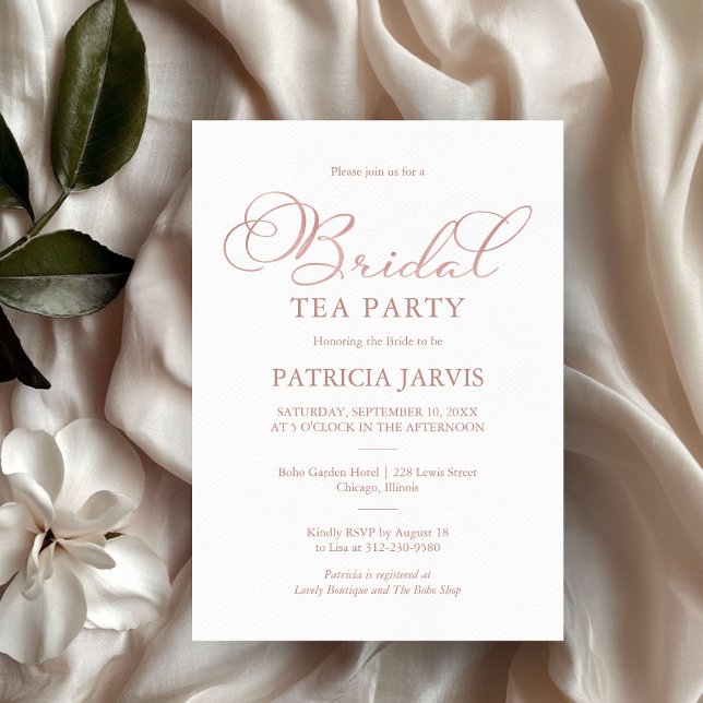 Invitation Rose dorée délicate en feuille d'aluminium, écritu (Créateur téléchargé)