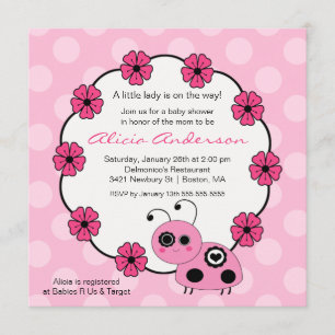 Invitation ROSE douce de baby shower de