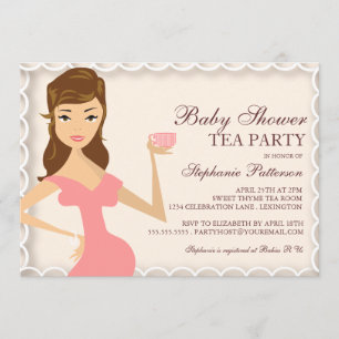 Invitation Rose doux d'invitation de thé de baby shower de