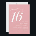 Invitation Rose doux | Girly Simple Sweet 16 Anniversaire<br><div class="desc">Invitations modernes de 16ème anniversaire avec accents de script. Simple,  décontracté et joli. Couleur rose pâle douce avec police blanche.</div>