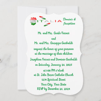 Invitation rose drapeau italien Italie