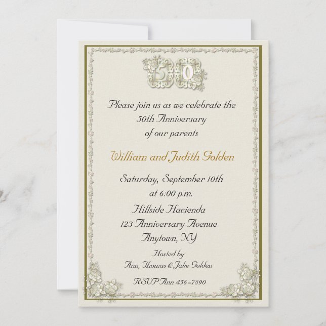 Invitation Rose du 50e anniversaire (Devant)