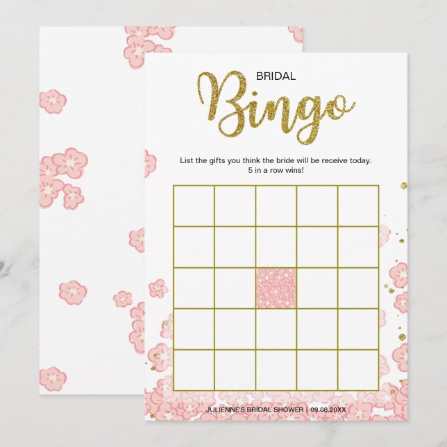 Invitation Rose du bingo-test | de Fête de la mariée et (Devant / Derrière)