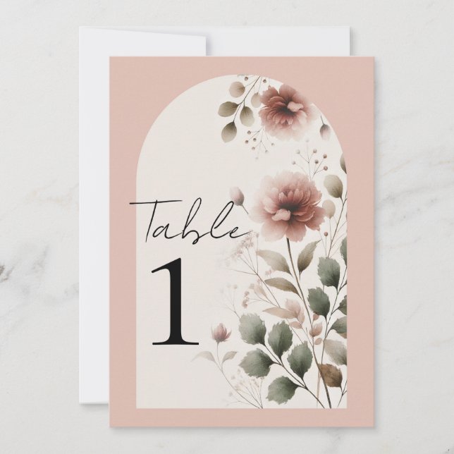 Invitation Rose du désert Rose Flore verte Numéro de tableau (Devant)