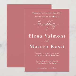 Invitation Rose du désert rose - Mariage minimaliste romantiq