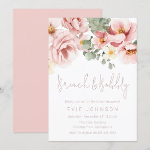 Invitation Rose Dusty Brunch & Fête des mariées Bubbly