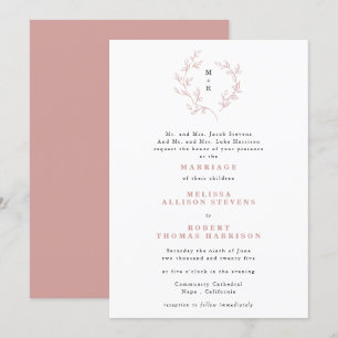Invitation Rose Dusty dessiné main Mariage officiel de la cou