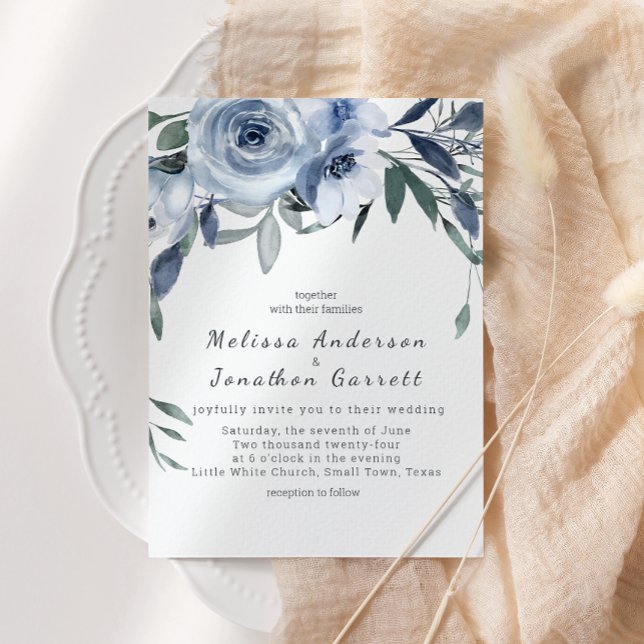 Invitation Rose Dusty Fleurs Boho Mariage (Créateur téléchargé)