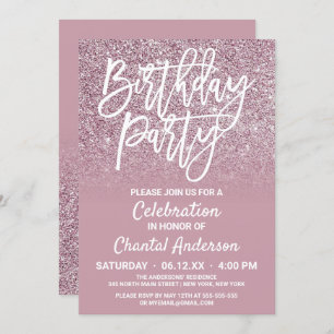 Invitation Rose Dusty Gold Pink Parties scintillant Ombre Ann