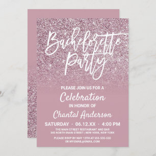 Invitation Rose Dusty Gold Pink Parties scintillant Ombre Bac