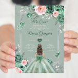 Invitation Rose Dusty Green Silver Mis Quince 15 Anos<br><div class="desc">Quinceañera rose Dusty Green Argent Crown Invitation Mis Quince 15 Anos,  16e anniversaire, </div>
