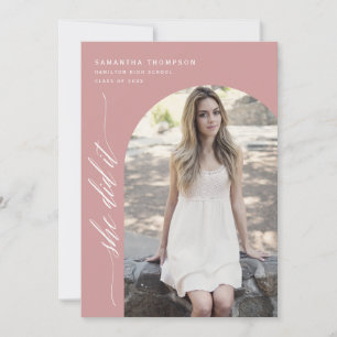 Invitation Rose Dusty Moderne Elle L'A Fait Graduation Arch P