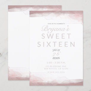 Invitation Rose Écarlate Aquarelle Moderne Chic Douze Ans
