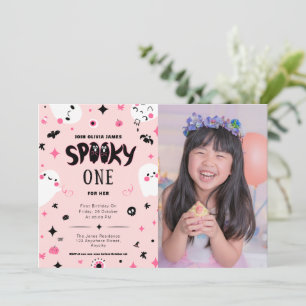 Invitation Rose éffrayant un halloween fille 1er anniversaire