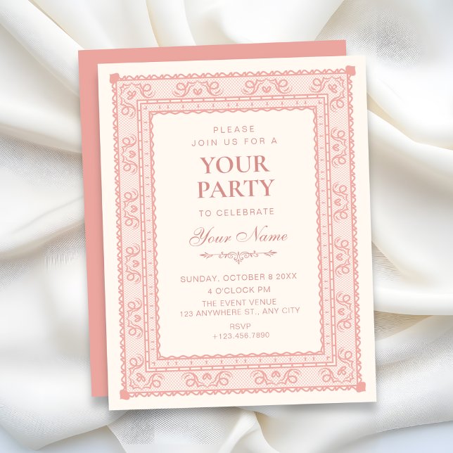 Invitation Rose élégant  (Créateur téléchargé)