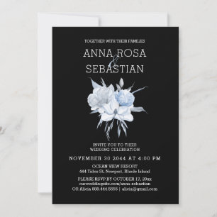 Invitation *~* Rose Élégant bleu floral AR15 MARIAGE RSVP +