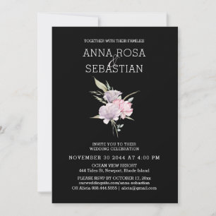 Invitation *~* Rose Élégant PINK Floral AR15 Mariage RSVP