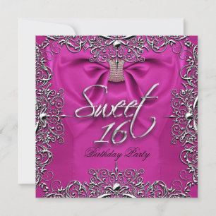 Invitation Rose Élégant Sweet Seize Anniversaire Sweet 16 Fêt
