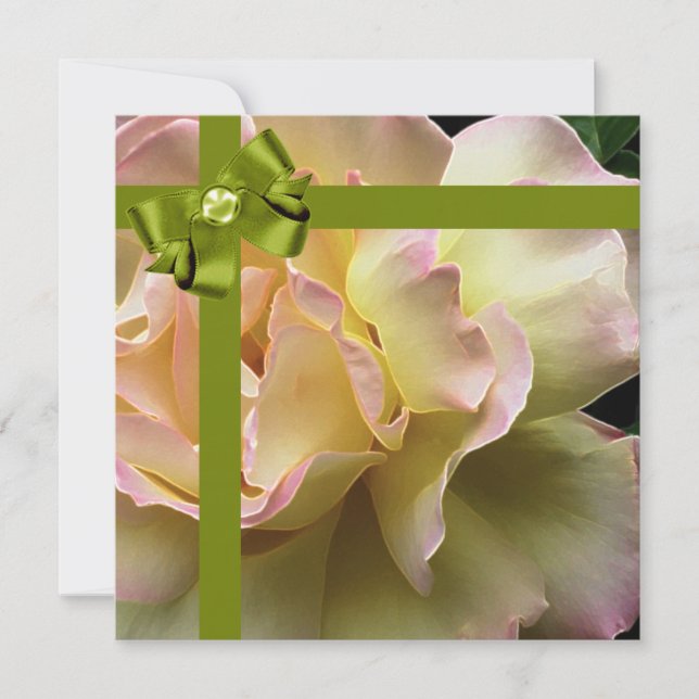 Invitation Rose élégante à la fête d'anniversaire (Devant)