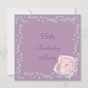 Invitation Rose Élégante & Diamants 55e Anniversaire