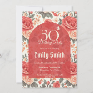 Invitation Rose Élégante Inspirée 20e Anniversaire