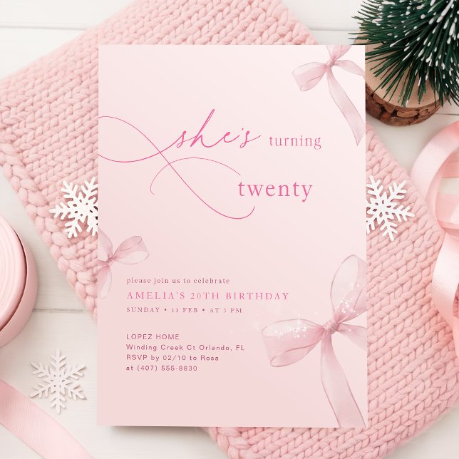 Invitation Rose Elle a vingt ans Filles 20e anniversaire (Créateur téléchargé)