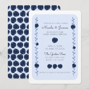 Invitation Rose en aquarelle bleue vignes cottage chic mariag