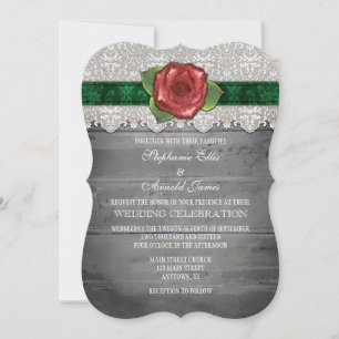 Invitation Rose en bois rustique gris foncé Inviter
