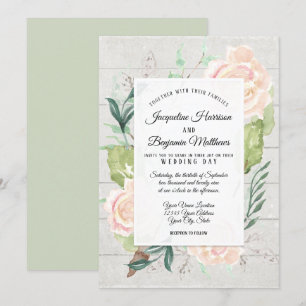 Invitation Rose en ivoire floral en bois de fleurs russes