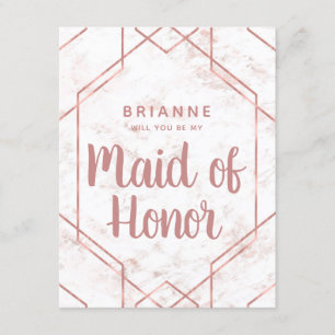 Invitation Rose en marbre blush Gold Maid of Honor Propositio