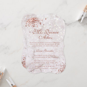 Invitation Rose en marbre Parties scintillant d'or Quinceañer