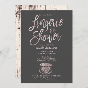 Invitation Rose en verre rustique or rose gris Lingerie Douch