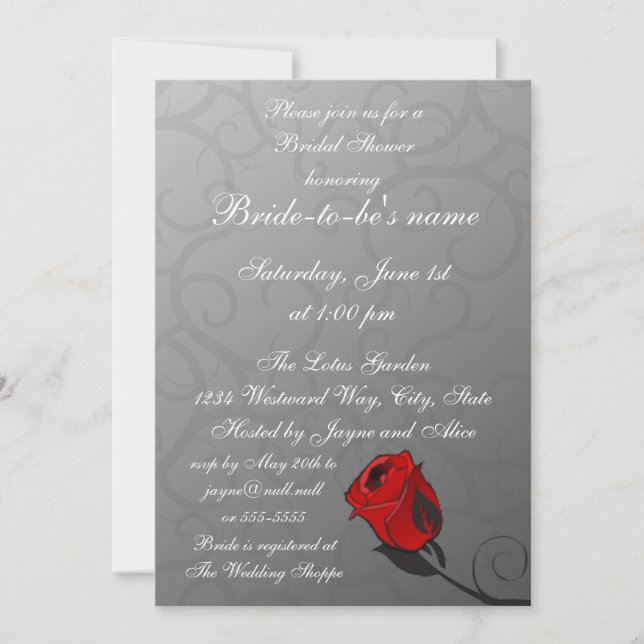 Invitation Rose Enchantée de douche nuptiale (Devant)