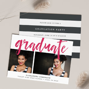 Invitation Rose esquissé   Photo Graduation Party