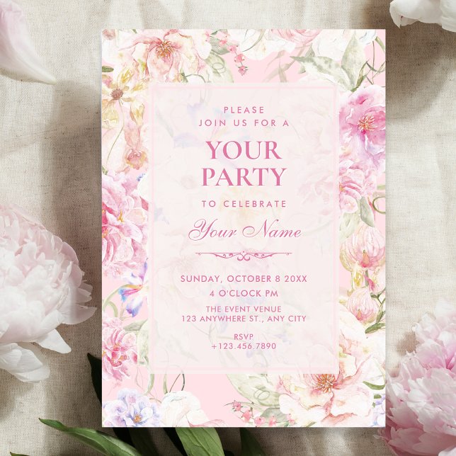 Invitation Rose esthétique douce florale  (Créateur téléchargé)