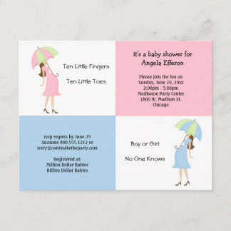 Invitation rose et bleue lunatique de baby shower