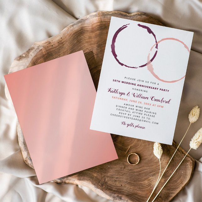 Invitation Rose et Bourgogne Stain de Vin pour Noces de Maria (Créateur téléchargé)