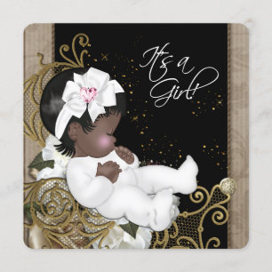 Invitation Rose et Brown Africain Américain bébé Douche