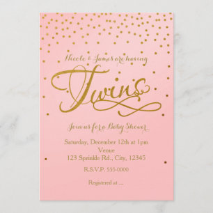 Invitation rose et dorée à pois pour la fête préna