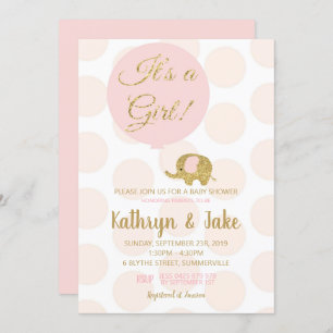 Invitation Rose et fille d'invitation de baby shower