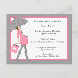 Invitation rose et grise de baby shower de client