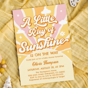 Invitation Rose et Jaune Vous êtes mon Baby shower Sunshine