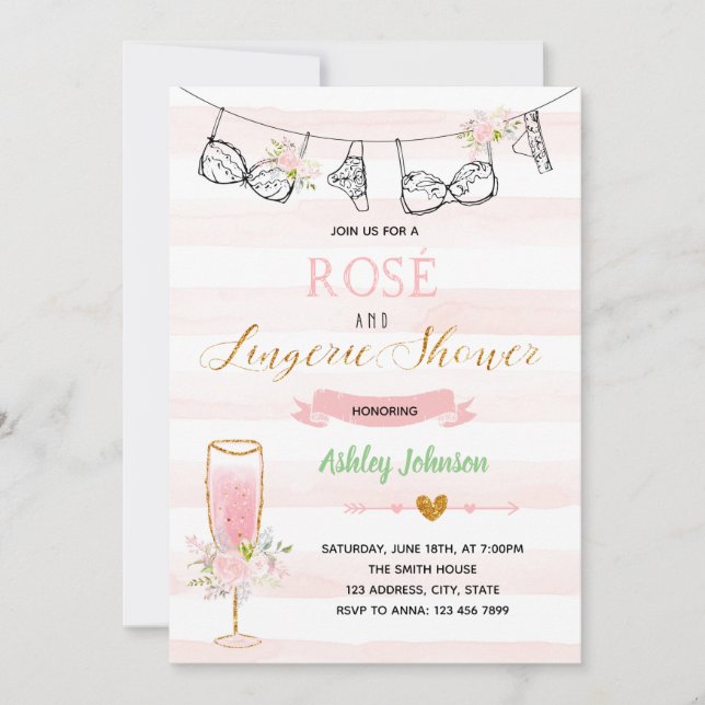 Invitation Rose et lingerie (Devant)
