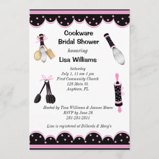 Invitation rose et noire de Fête de la mariée de